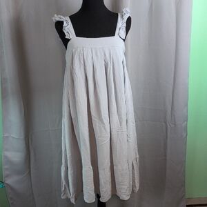 Elegant Cream Midi Dress with Ruffle Straps